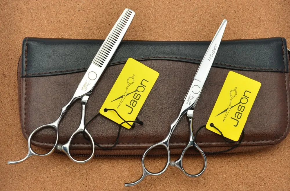 

317# 5.5'' Left Hand Brand Jason Factory Price Hairdressing Scissors 440C Barbers Cutting Scissors Thinning Shears Hair Scissors