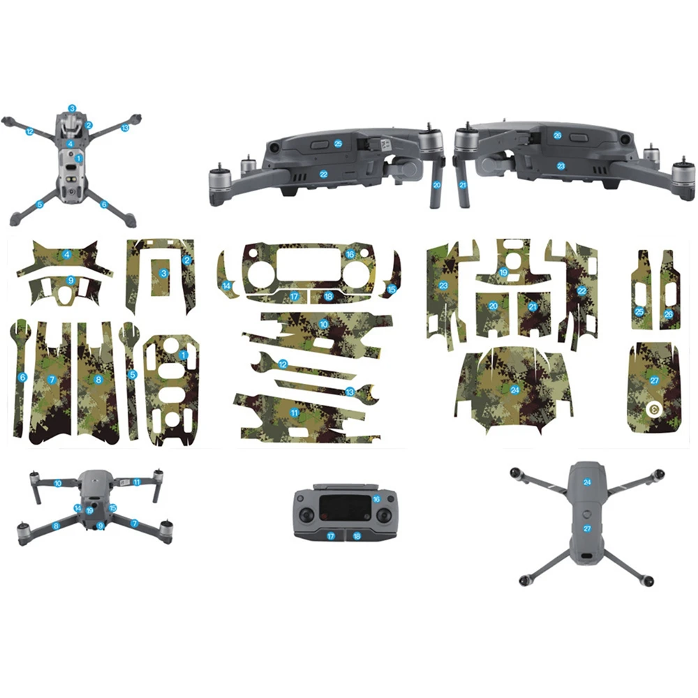 

Camouflage Waterproof Decal Skin Sticker for DJI Mavic 2 Pro & Zoom Drone Body Arm Battery & Remote Controller Skin Protector