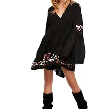 GORB Весна Осень женское вышитое подиумное свободное хиппи с длинным рукавом шикарное винтажное платье Бохо С v-образным вырезом богемные праздничные платья