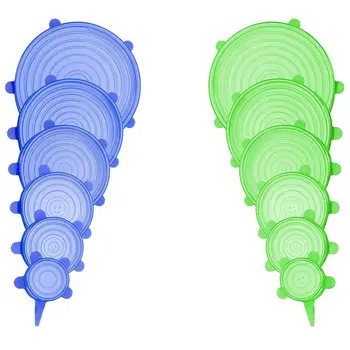 

Silicone Stretch Lids,12-Pack Various Free Flexible Container Lids Food Covers For All Shape Of Containers, Microwave & Dishwa