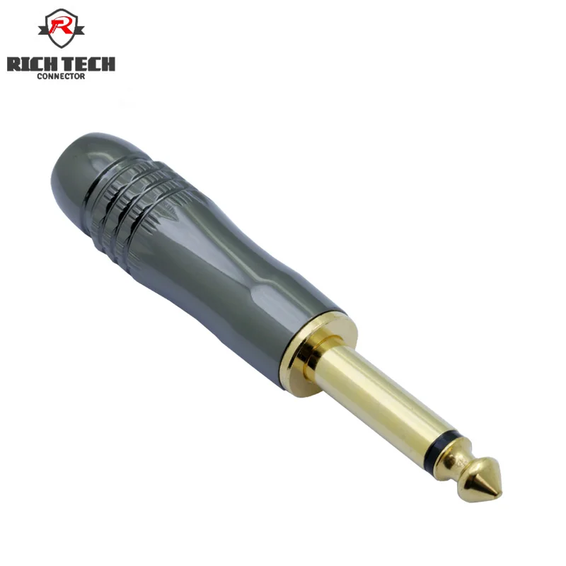 4pcs 1//4/" 6.3mm Mono Metal Plug with Blue Ring /& Black Plastic Audio Connector