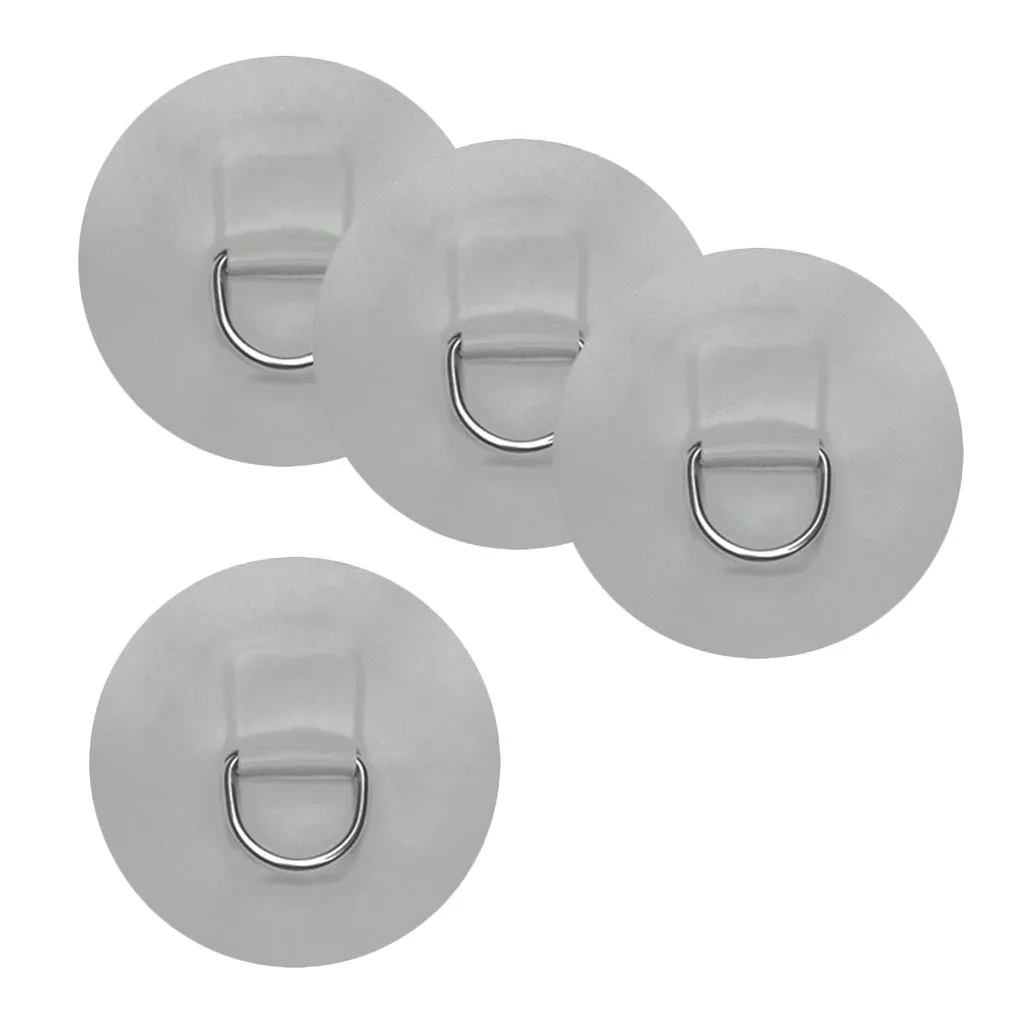 4 Pieces Stainless Steel D-ring Pad Patch for PVC Inflatable Boat Dinghy Yacht Kayak SUP - White/ Black/ Red/ Gray/ Dark Blue