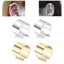 1 пара, сплав, серьги-манжеты, клипсы, серебро, золото, цвет ушной хрящ, не имитация пирсинга, серьги в стиле хип-хоп, поддельные, без пирсинга