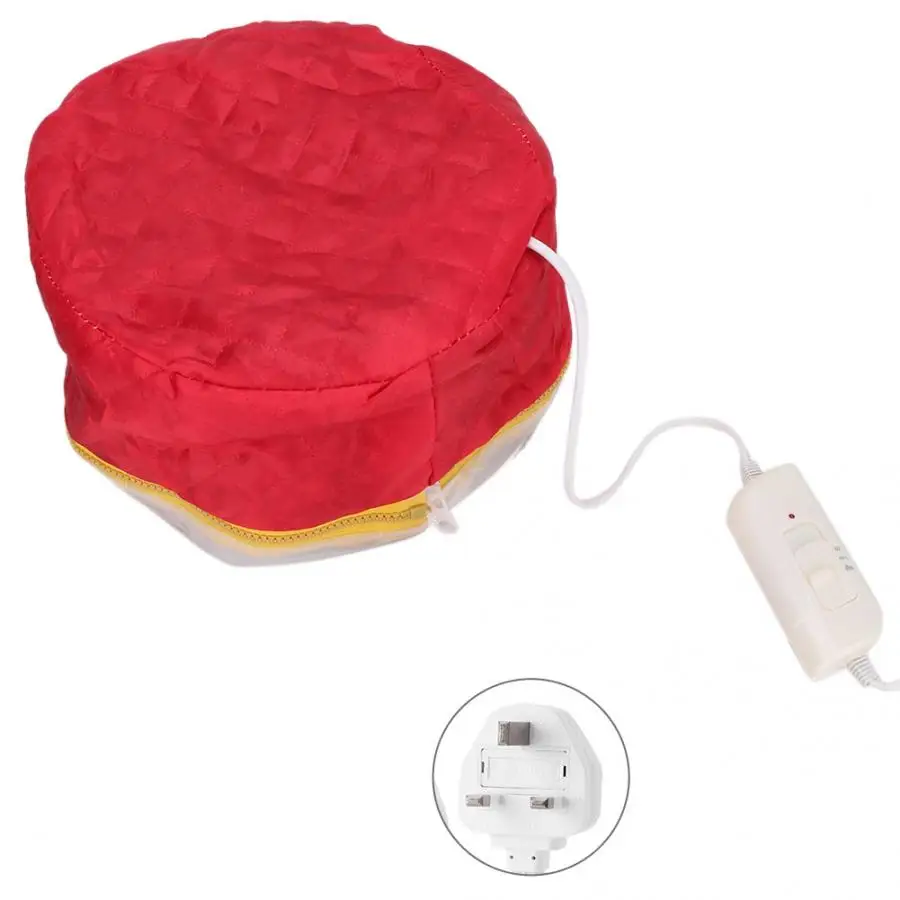 UK P lug Cap Home Electric Heating Cap Oil Treatment Hair Steamer Temperature Adjustable Hair Mask Cap Hair Tool - Цвет: UK P lug