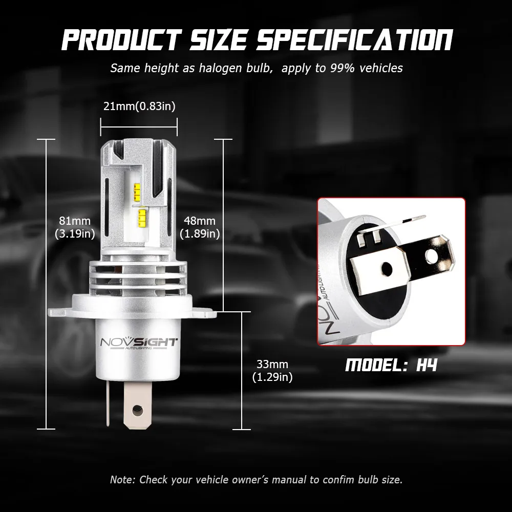 NOVSIGHT супер мини H4 Led H7 автомобильные лампы для передних фар H11 H8 H9 H16JP 9005 9006 H1 H3 55 Вт 10000LM 6000K 12V авто фары