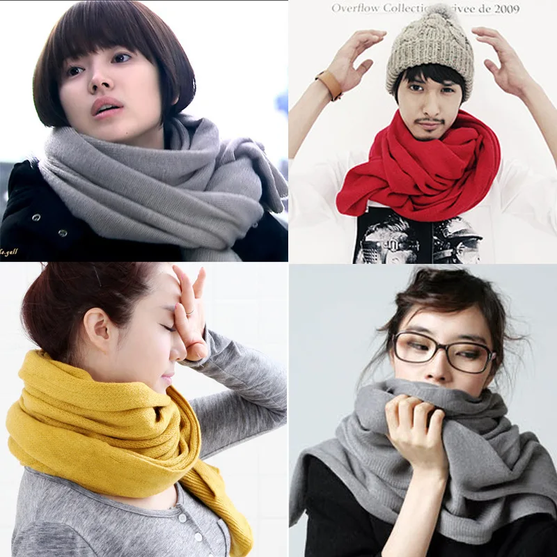 

Fashion New Double Layer Solid Long Cashmere Feel Scarves Women Men Winter Warm Acrylic Scarf Cozy Spain Pashmina