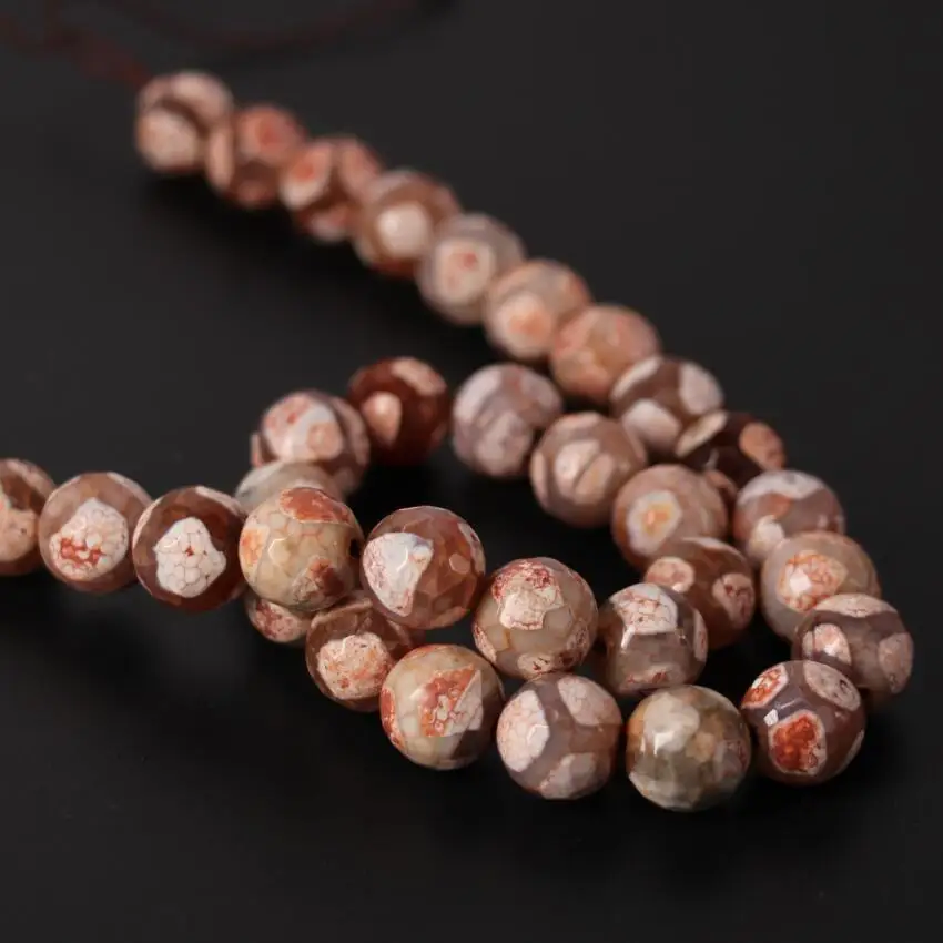 3Strand/Lot,Wholesale 12mm Dyed Red Football Tibetan Dzi Onxy Faceted Round Loose Beads,DIY Necklace Bracelet Jewelry Making