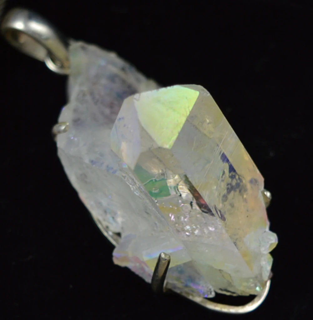 

Hand make Opal Aura Quartz Pendant 100% 925 Sterling Silver, 54.8 mm , AP6141