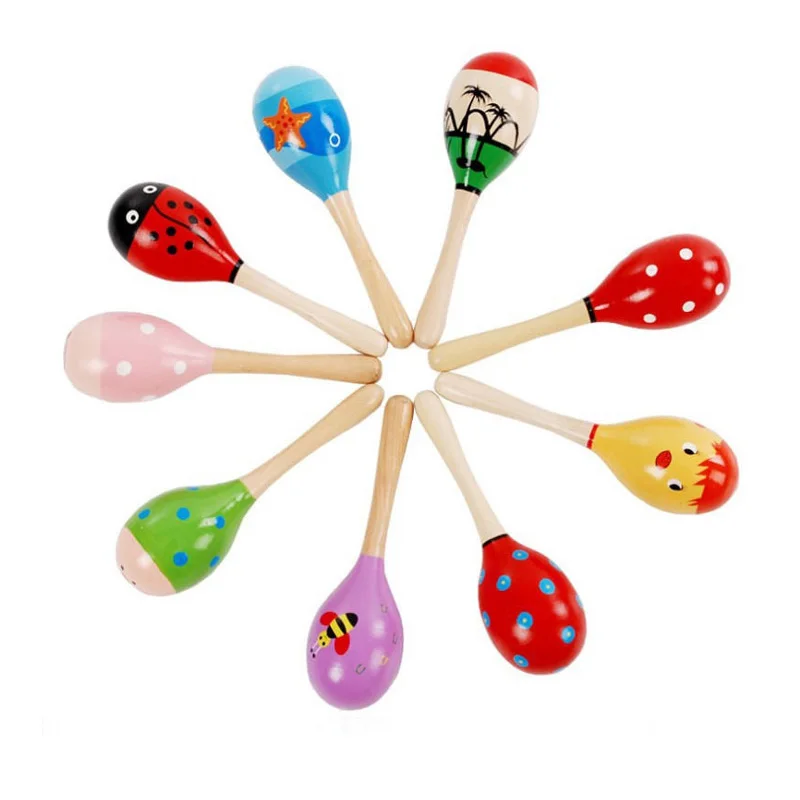 Kids Baby Wooden Toy Maracas Rumba Shakers Musical Party Rattles Hot MG 