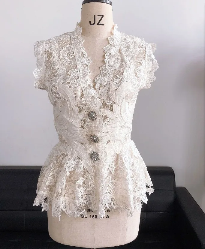 

2019 New arrive white lace Blouses & Shirts
