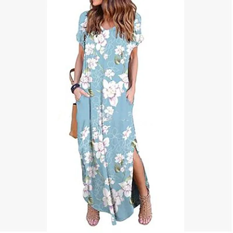 The New Printing Irregular Open Fork Women's Clothing Dress In The Summer Selling Leisure Dress