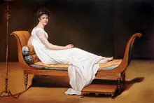 Figurative Portrait Painting Classical Woman Portrait of Madame Recamier, c. 1800 by Jacques-Louis David Famous Art Reproduction