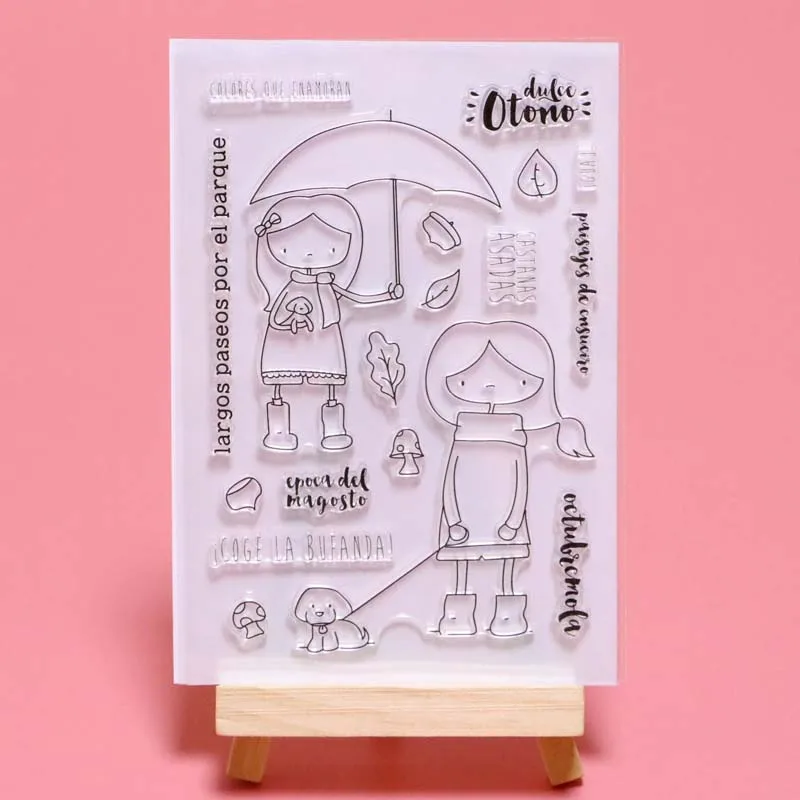 

2019 new arrival Spanish girl / puppy Transparent Clear Stamps for DIY Scrapbooking/Card Making/Kids Fun Decoration Supplies