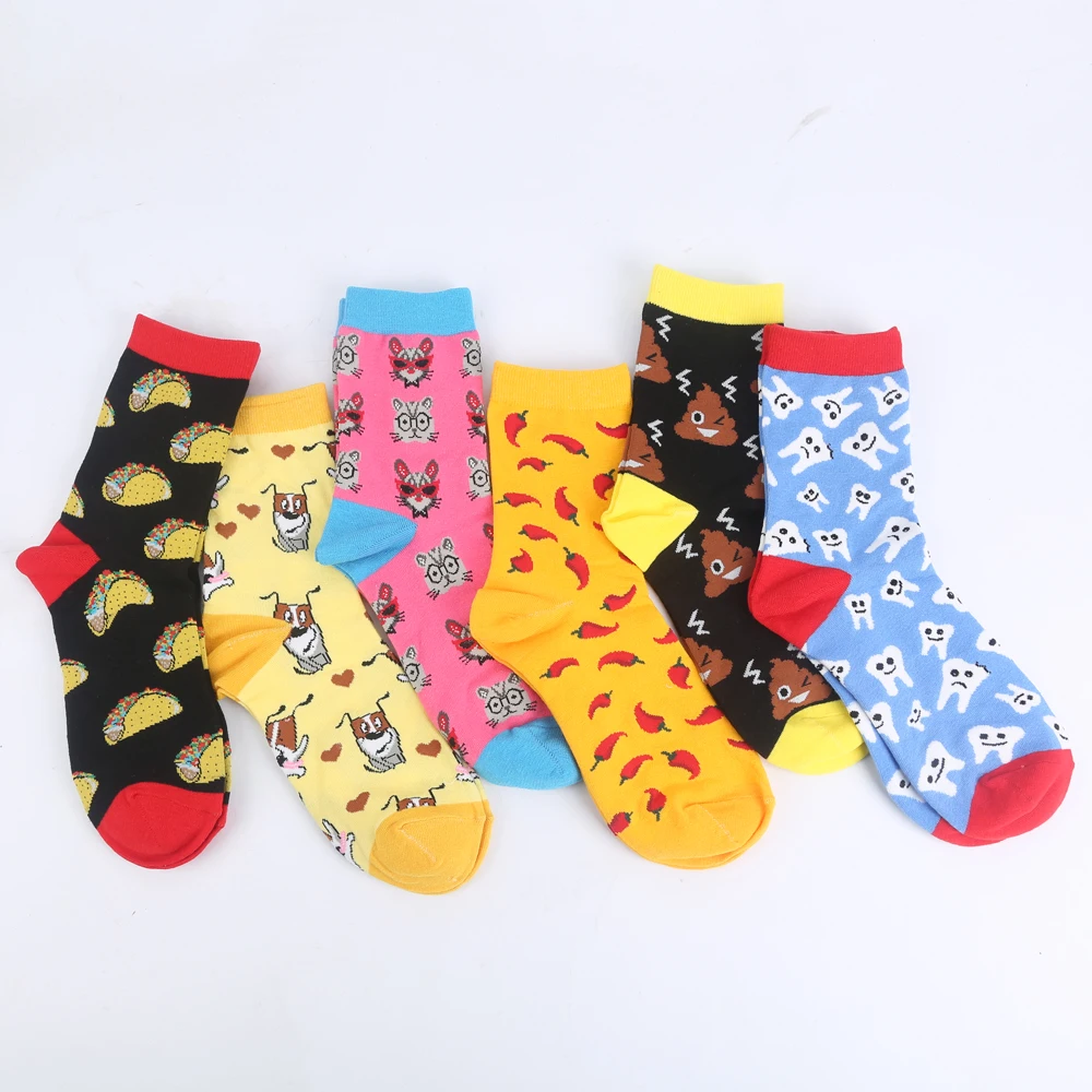Modeager/брендовые забавные женские носки с изображением перца, еды, собаки, кота, свинки, животных; цветные хлопковые носки с принтом героев мультфильмов для девочек и женщин