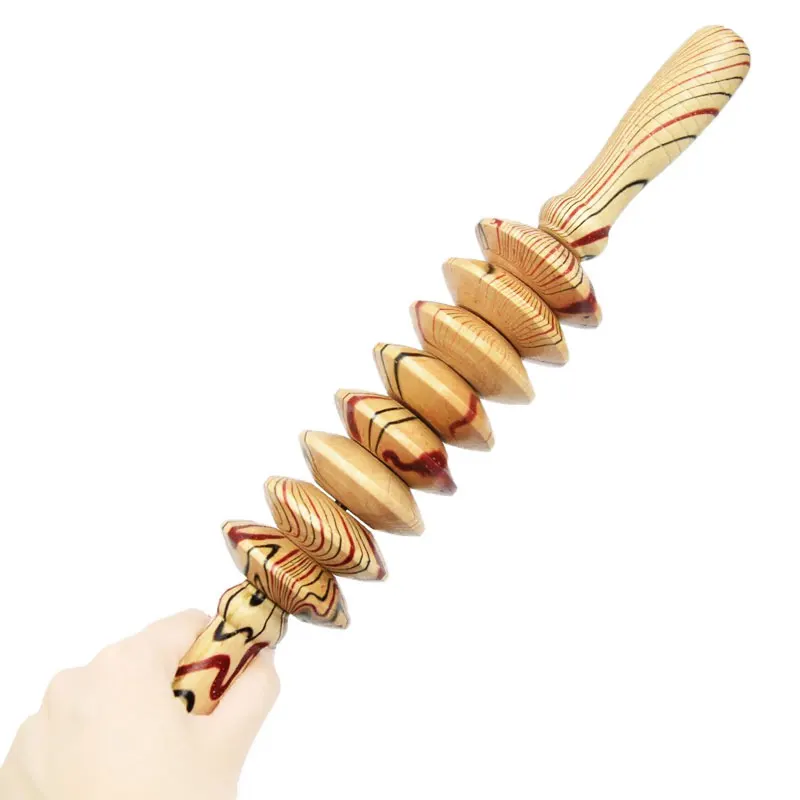 Tcare Wooden Exercise Roller Handheld Cellulite Blasters Sport Injury Gym Body Leg Trigger Point Muscle Roller Sticks Massager