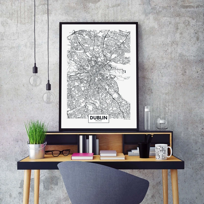 city map Dublin wall prints