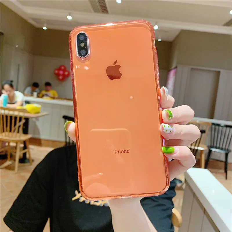 Прозрачный безрамный чехол для iphone 7 Чехол для iphone X XS Max XR 7 8 6 6S Plus задняя крышка прозрачный мягкий кремний чехол для телефона s - Цвет: C