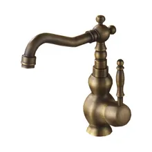 Античная латунь Одиночная Вращающаяся ручка Носик Кухня Раковина кран Смеситель кран Can002