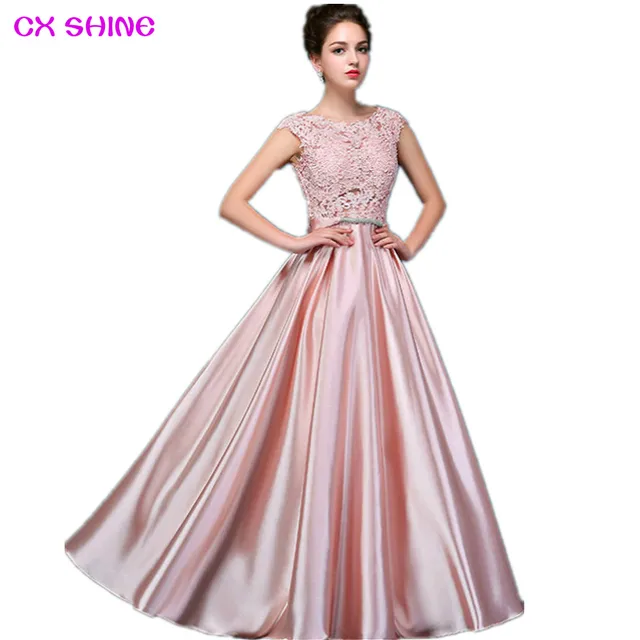 cx shine custom size elegant lace long evening dress sleeveless custom size prom dresses