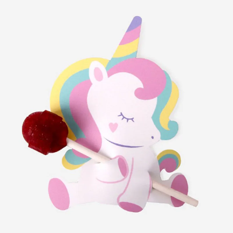 

50Pcs/Pack cute Baby Unicorn Lollipop Decor Cards Wedding Birthday Party Decor Kids Candy Favors Decor for Kids gift