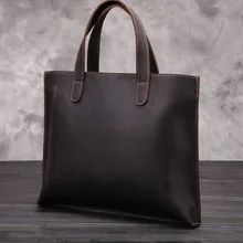 Брендовый мужской портфель из натуральной воловьей кожи, винтажный портфель ручной работы темно-коричневого цвета, Повседневная сумка через плечо, 15 дюймов, сумка для ноутбука L048