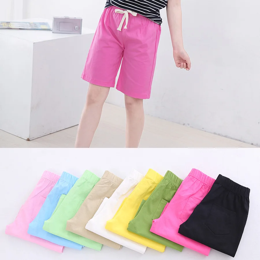 Girls Boys Candy Color Casual Cotton Beach Shorts 3-11Y SC1104