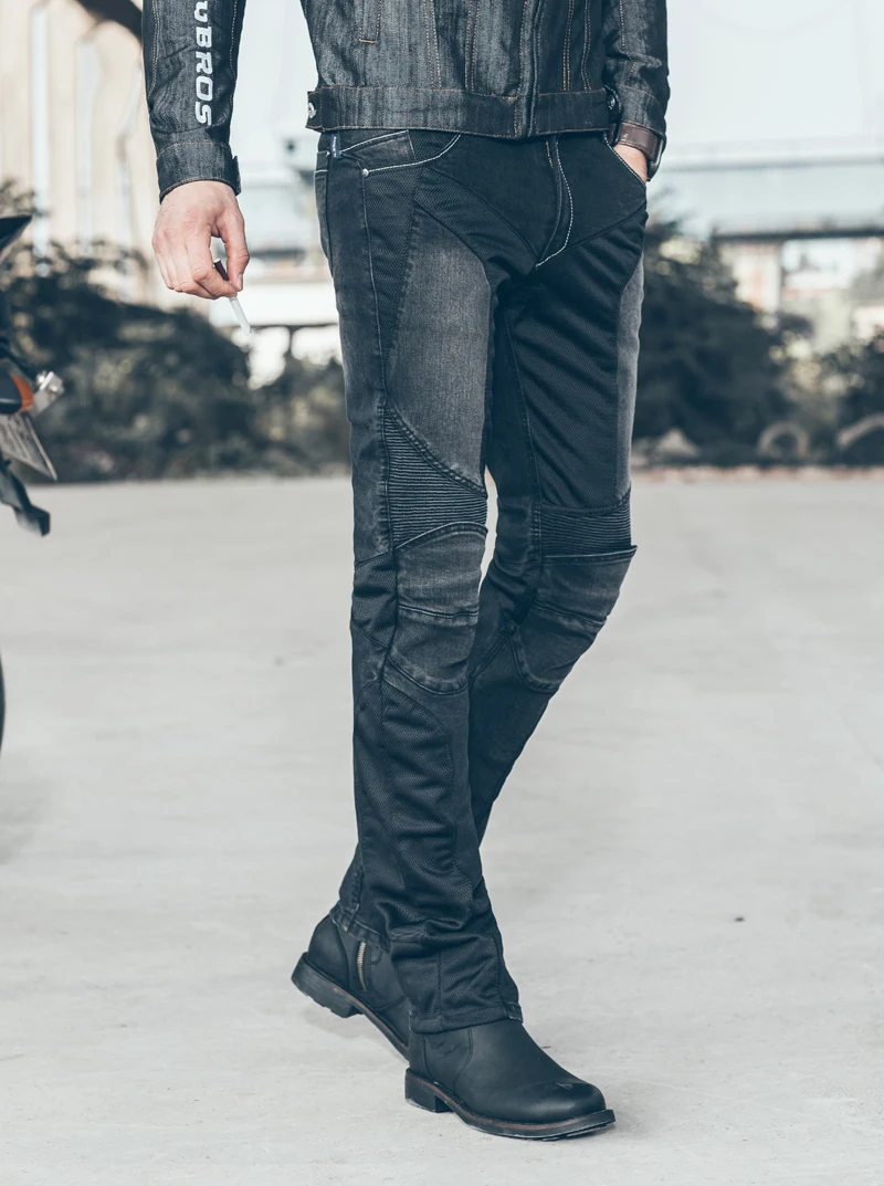 

Free Shipping uglyBROS JUKE UBP-01 Jeans Black Summer Mesh Ride Pants Casual Straight Jeans Motorcycle Protective Pants