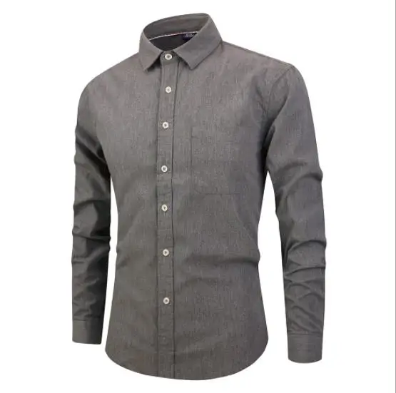 2019 Men Casual Slim Fit Long Sleeve Shirts camisa masculina Spring Autumn 100% Cotton Dress Shirt Mens Clothing chemise homme
