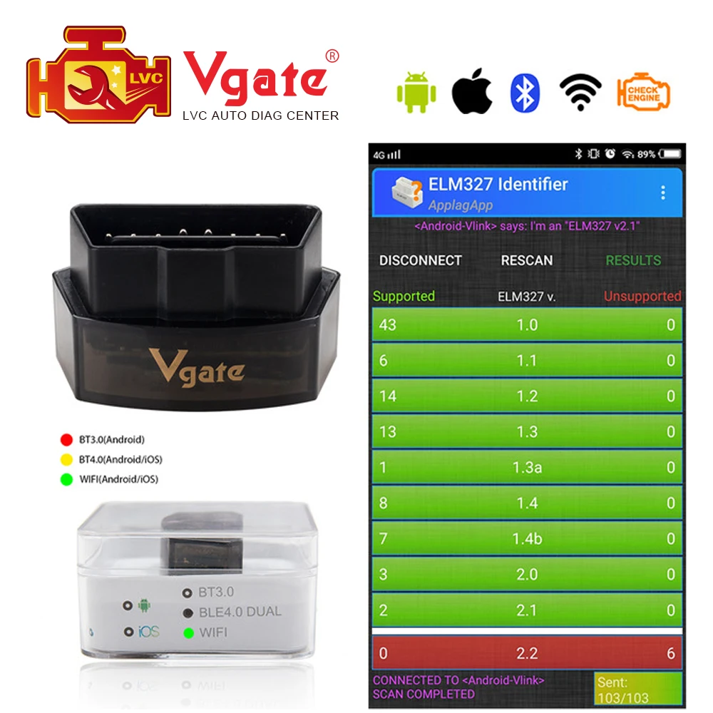 Vgate iCar Pro Bluetooth 4.0/WIFI OBD2 Scanner For Android/IOS Car ...