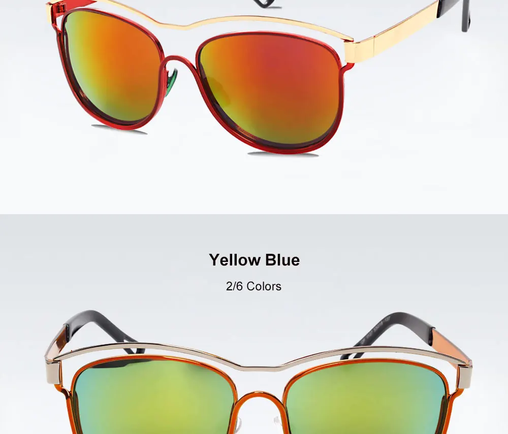VEGA Eyeglasses Novelty Ladies Mirrored Sunglasses for Women UV400 Fashion Mirr ( (3)