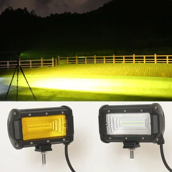 

12v 24v 72W Flood Led work light bar Car truck White headlight Amber Fog light lamp Offroad 4WD 4X4 ATV Boat UTV driving lights