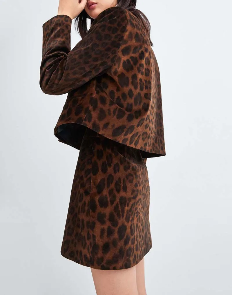 YNZZU Леопардовый принт шикарная юбка женская новая весенняя винтажная бархатная Высокая талия молния короткие мини-юбки вечерние низ YB269