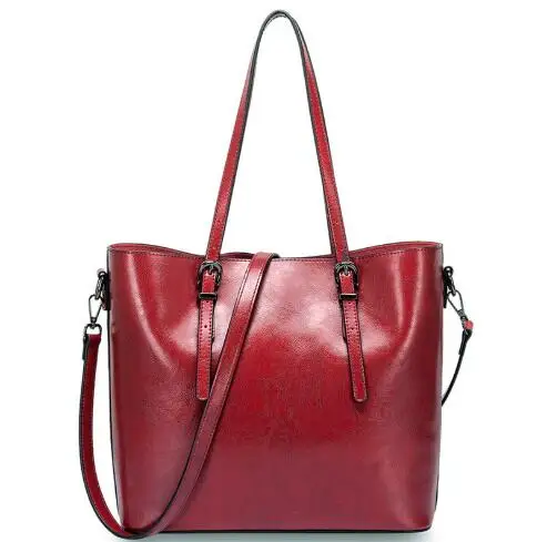 Большая сумка-мессенджер женская сумка из натуральной кожи сумки для женщин женские сумки зеленый черный - Цвет: Бургундия