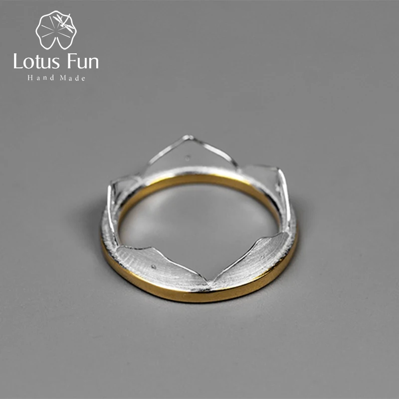 

Lotus Fun Solid 925 Sterling Silver Ring Gold Color Silver Lotus Flower Rings for Women Size 6.5 7.5 silver 925 jewelry Gifts