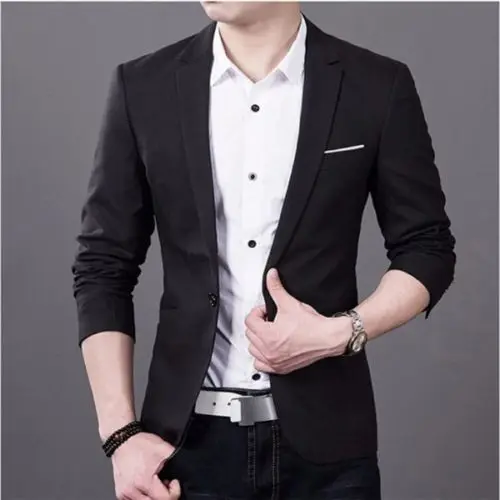 Fashion Men's Smart Causal Suit Formal Occasion Tuxedos Suits Multiple Colors Work Business Tuxedo Jacket - Цвет: Черный