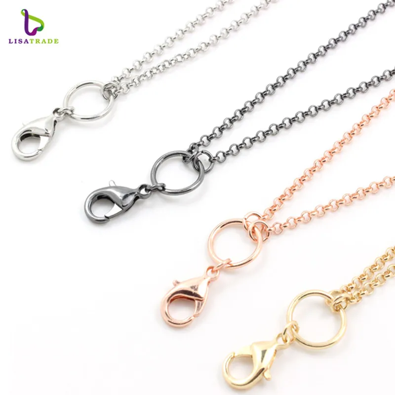 

10 шт./лот 2,5 мм ширина 30 дюймов 4 цвета rolo цепочка Ожерелье для плавающего медальона цепи высшего качества LSCH04-1 * 10