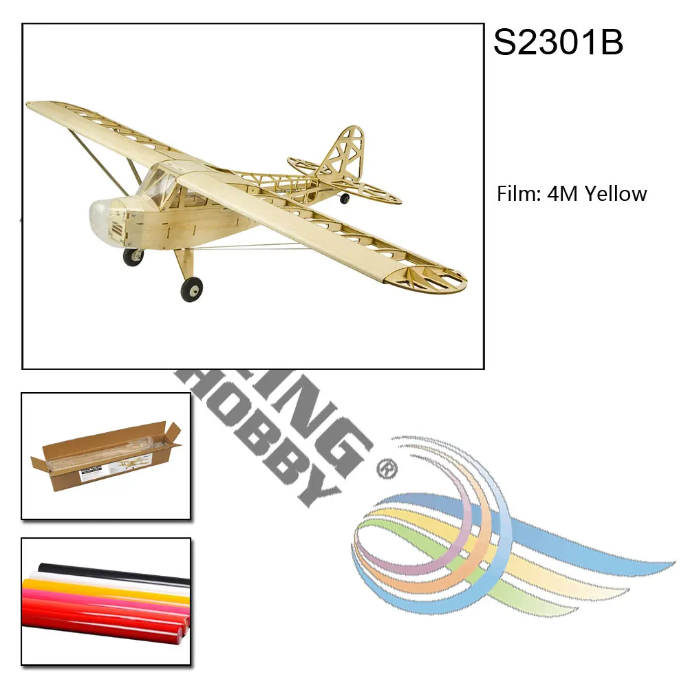 Новинка Piper J3 Cub 1200 мм размах крыльев самолетик из пробкового дерева модели RC строительные игрушки деревянная модель/деревянный самолет - Цвет: S2301B
