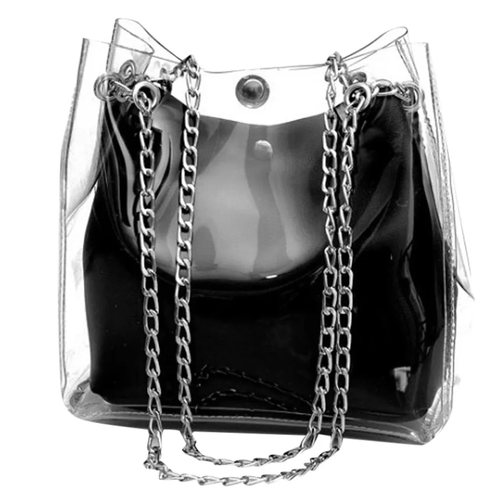 Новинка, женская маленькая прозрачная сумка-ведро, сумка на цепочке, Женская мини-сумка, известный бренд Borsa a tracolla da donna#30 - Цвет: Черный