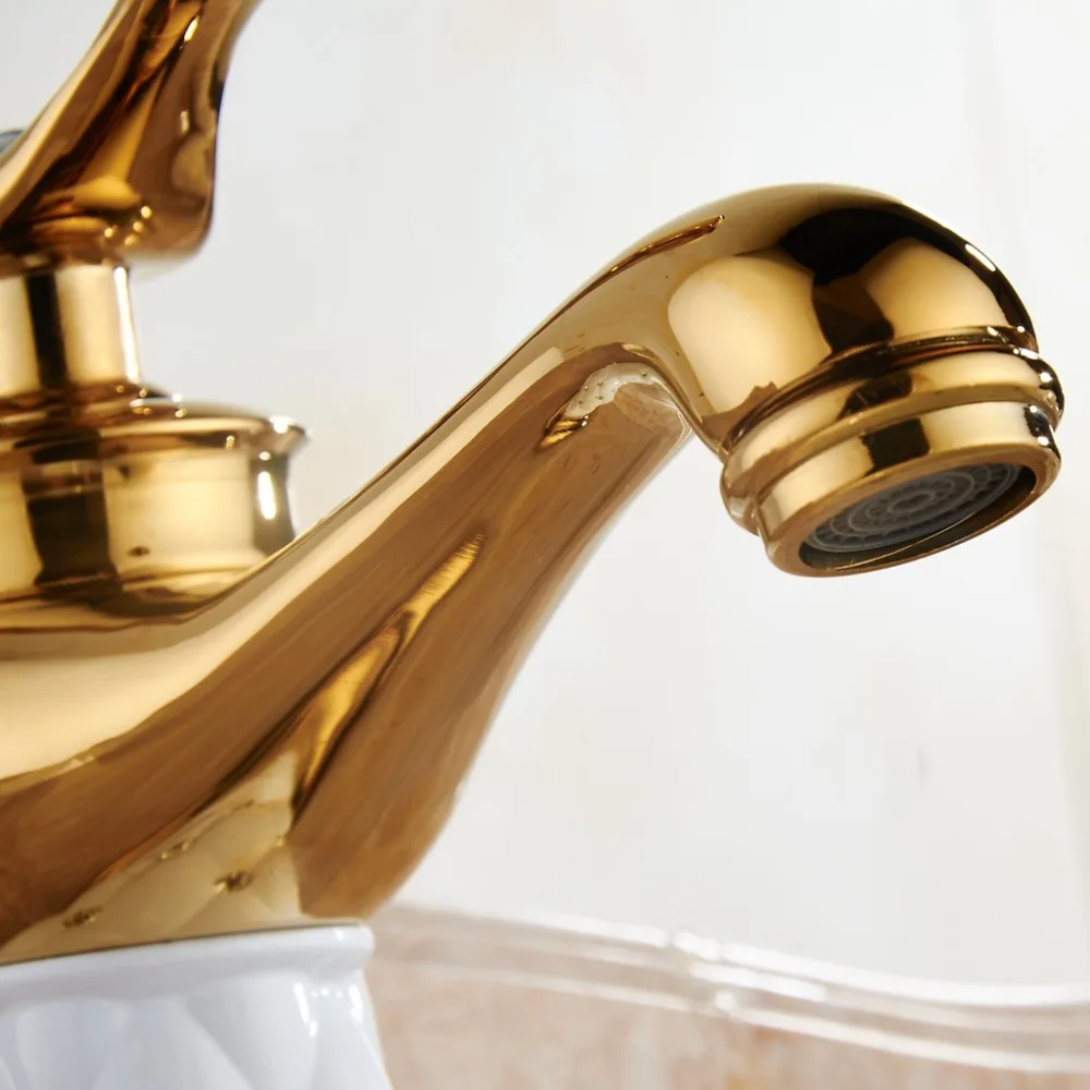 Ванная раковина кран Золотой смеситель горячей и холодной воды кран с алмазным корпусом медный золотой кран ELCTOO2