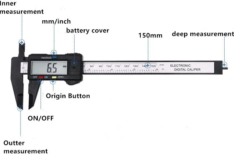 Новое поступление 150 мм 6 дюймов ЖК-дисплей цифровых электронных углеродного волокна штангенциркуль микрометр измерительный инструмент