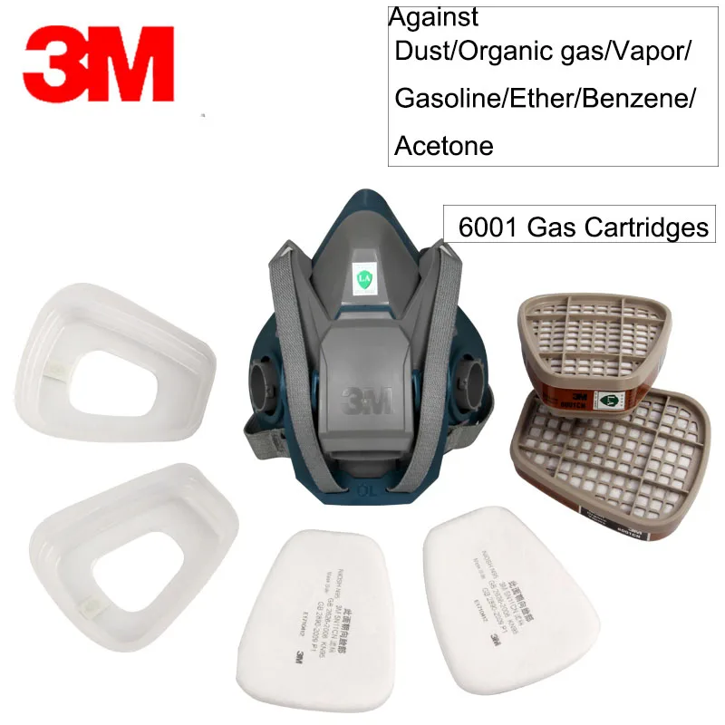 

3M Mask Self-Priming Filter Anti-virus Half Mask 6502 with 6001 Spray Gas Respirator Organic Vapor Respiratory Protection GM377