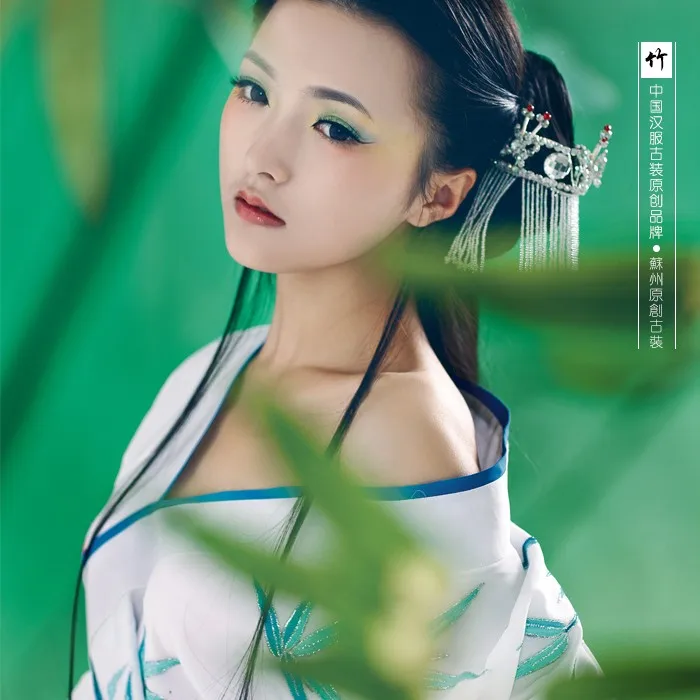 Zhu бамбук сексуальный костюм для тематической фотографии для женщин белый костюм с вышивкой бамбук элегантный костюм