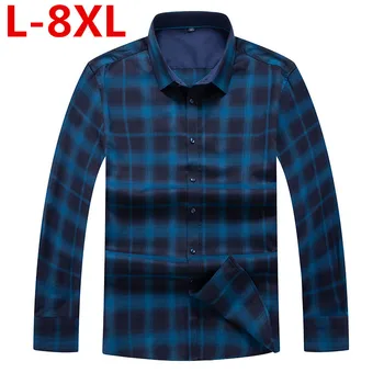 

plus size Men Flannel Plaid Shirt Cotton Spring Autumn Casual Long Sleeve Shirt Soft Comfort Slim Fit Styles Brand Man Clothes