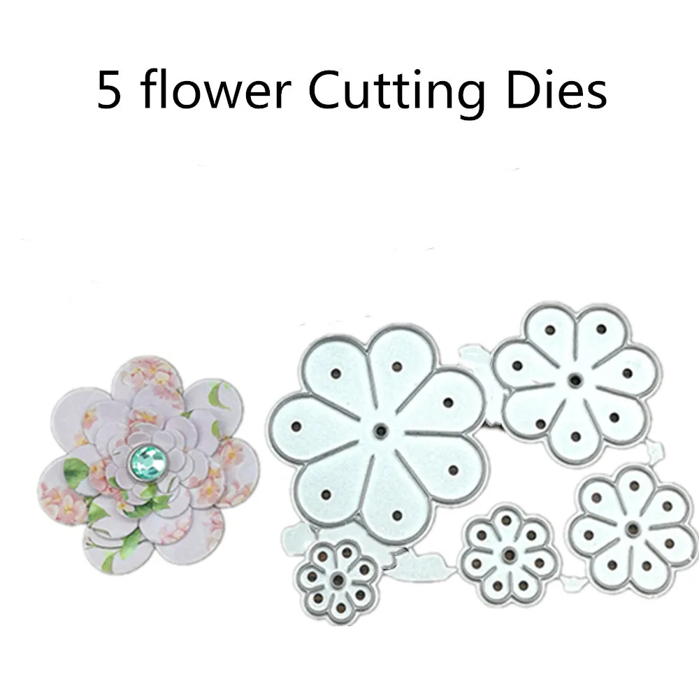 

5pcs flower Metal Cutting Dies Stencils For DIY Scrapbooking Decorative Embossing Handcraft Die Cutting Template