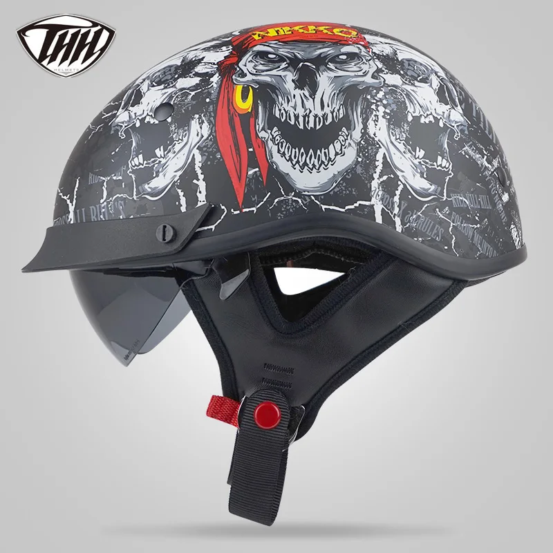 Baru Merek Vcoros Vintage Setengah Moto Helm Retro Scooter Helm