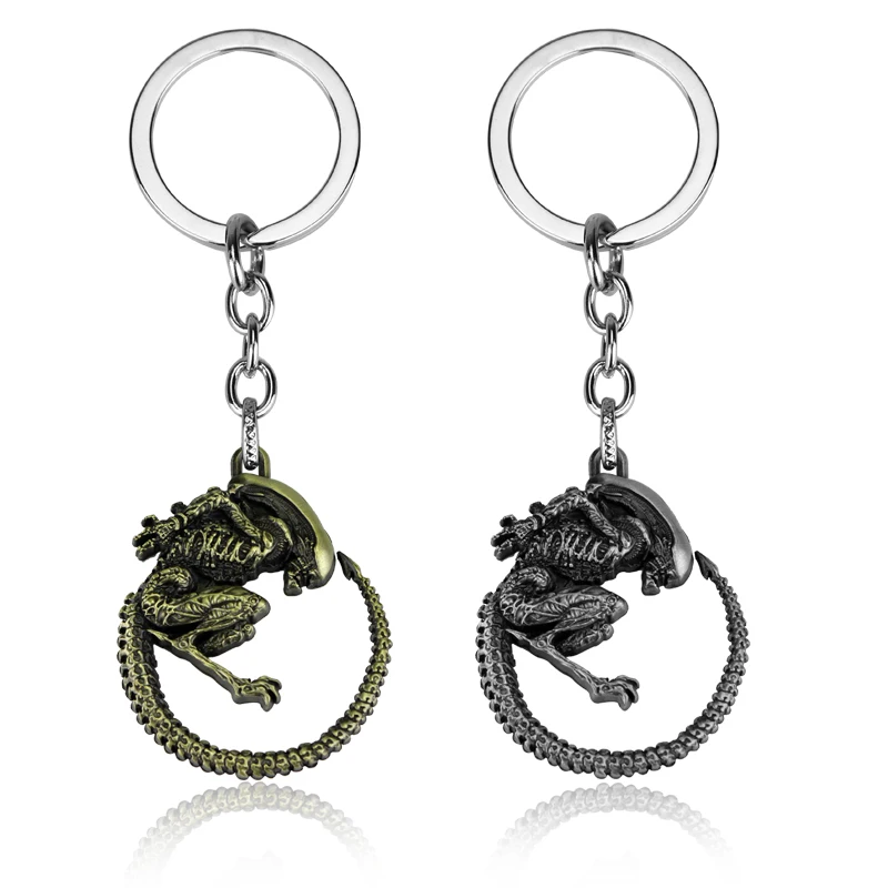 

Movie Aliens Predator Key chain Alien llaveros metal bronze silver car KeyChains figure trinket Men Jewelry Souvenir