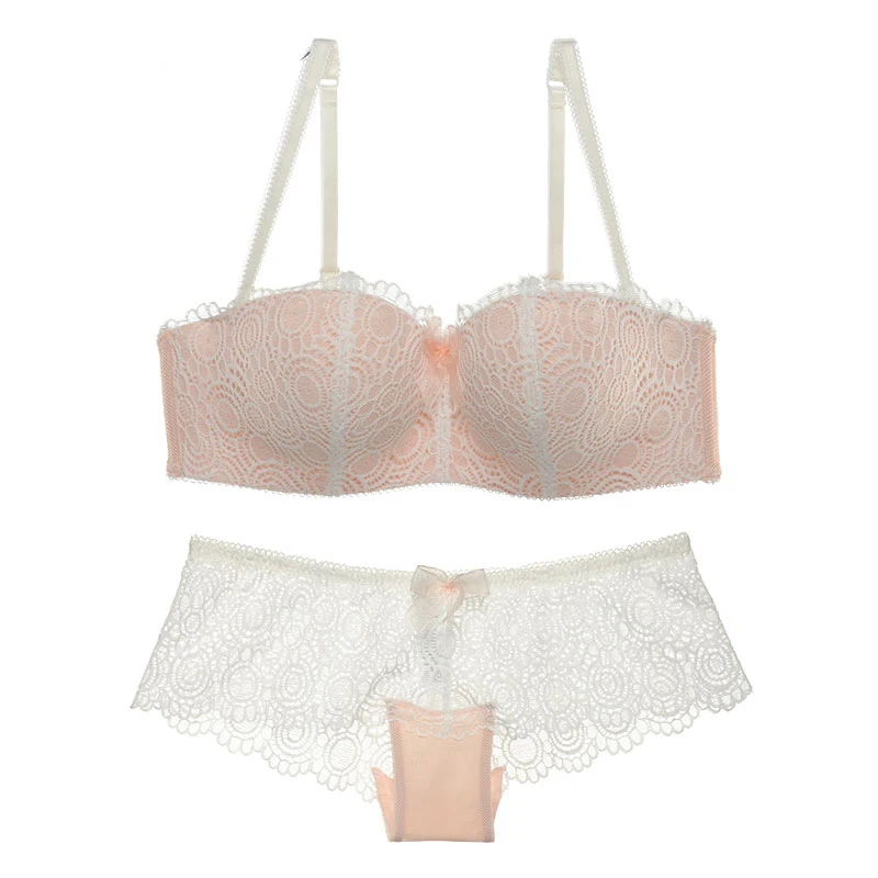 

Sexy Mousse Brand Whole Sale Bra Set Women Lacy Floral Lingerie Underwear Deep Vs Gather Bra and Panty Black Pink White 75B-85D