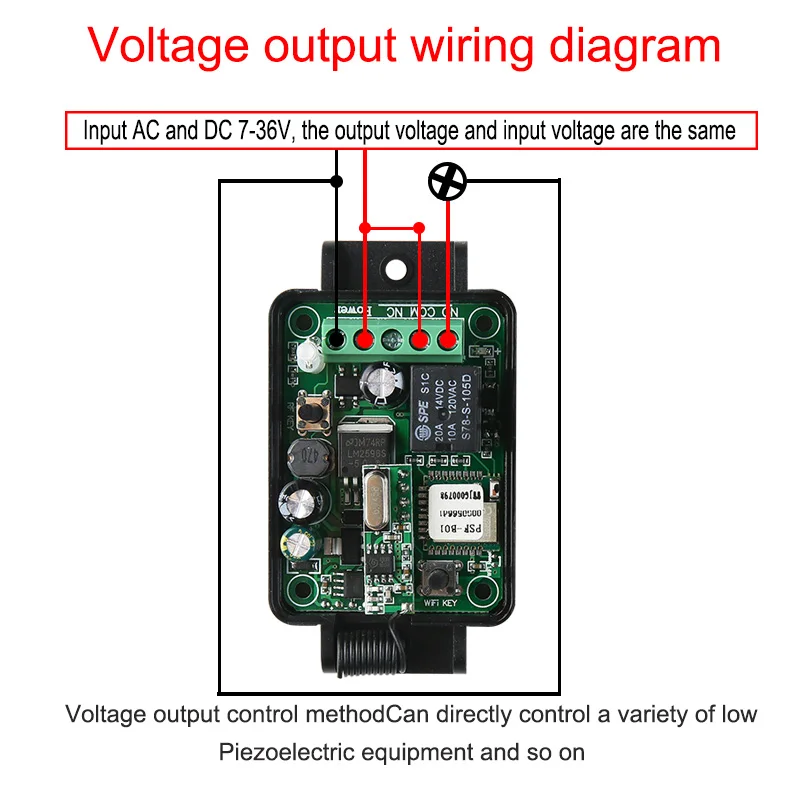 KTNNKG Wifi переключатель 1CH DC 12V 24V 10A домашняя Автоматизация релейный модуль 433Mhz