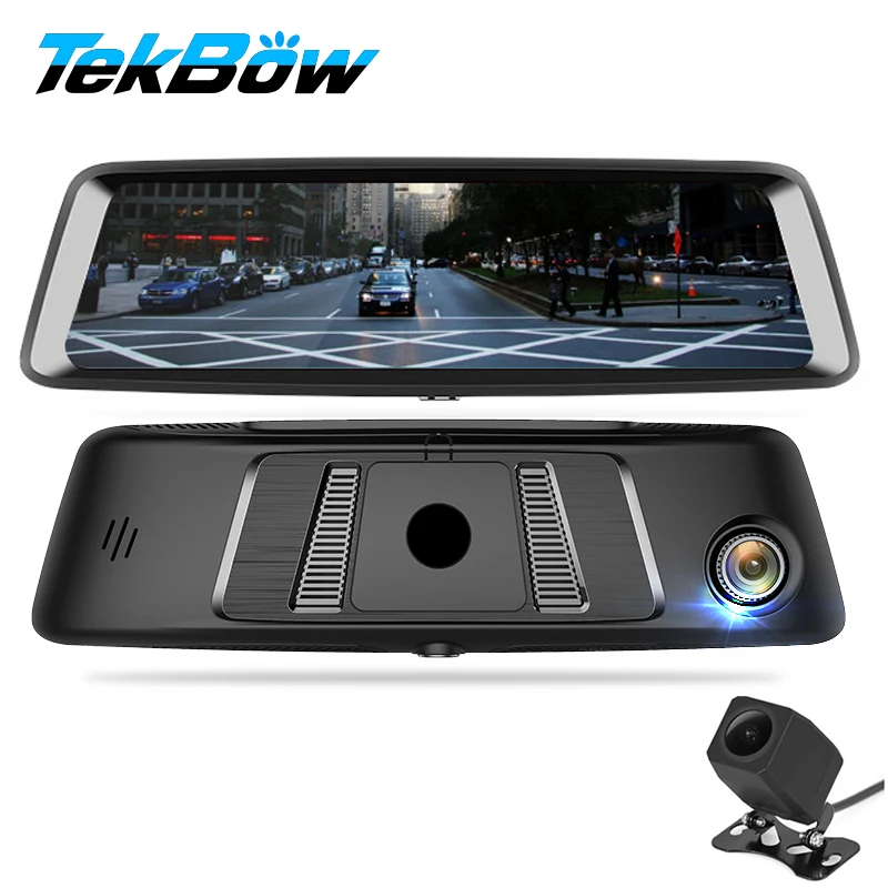 Goedkoop Tekbow 10 inch Universele Achteruitrijcamera Auto Dvr Dual 1080 p Dash Camera Auto Voertuig Video Recorder Achteruitkijkspiegel