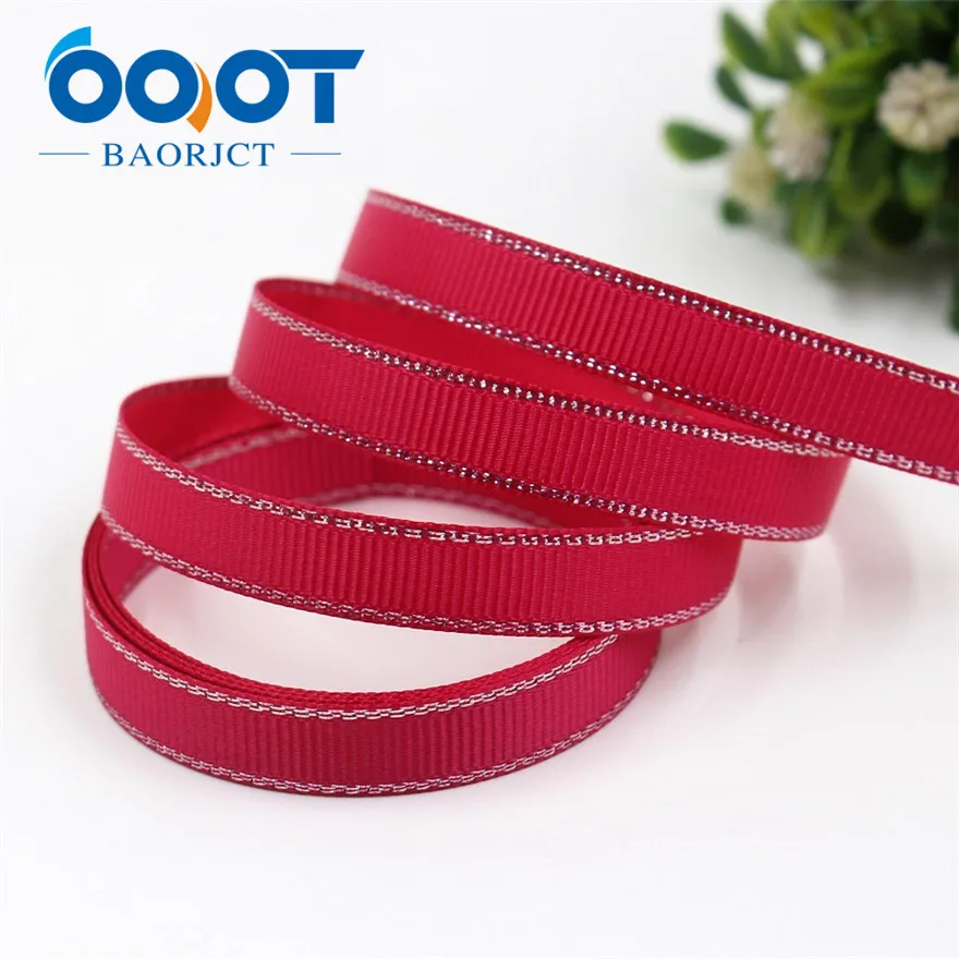 OOOT BAORJCT I-19316-565 10 мм 10 ярдов Серебряный двусторонний grosgrain ленты, DIY лук кепки аксессуары и украшения - Цвет: I-19316-577